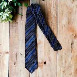 Little Black Tie Men's Thin 58" Royal Blue Black Stripe Necktie Formal Prom
